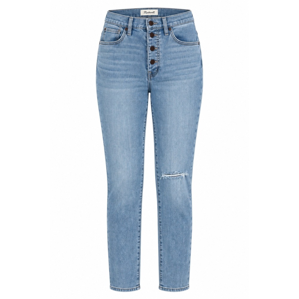 Madewell Womens 28 High Rise Skinny Jeans Light Wash Button Fly Distressed Y2K